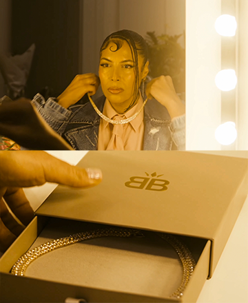 Kette, Statement-Schmuck, Kleidung, Box, Silberfarben